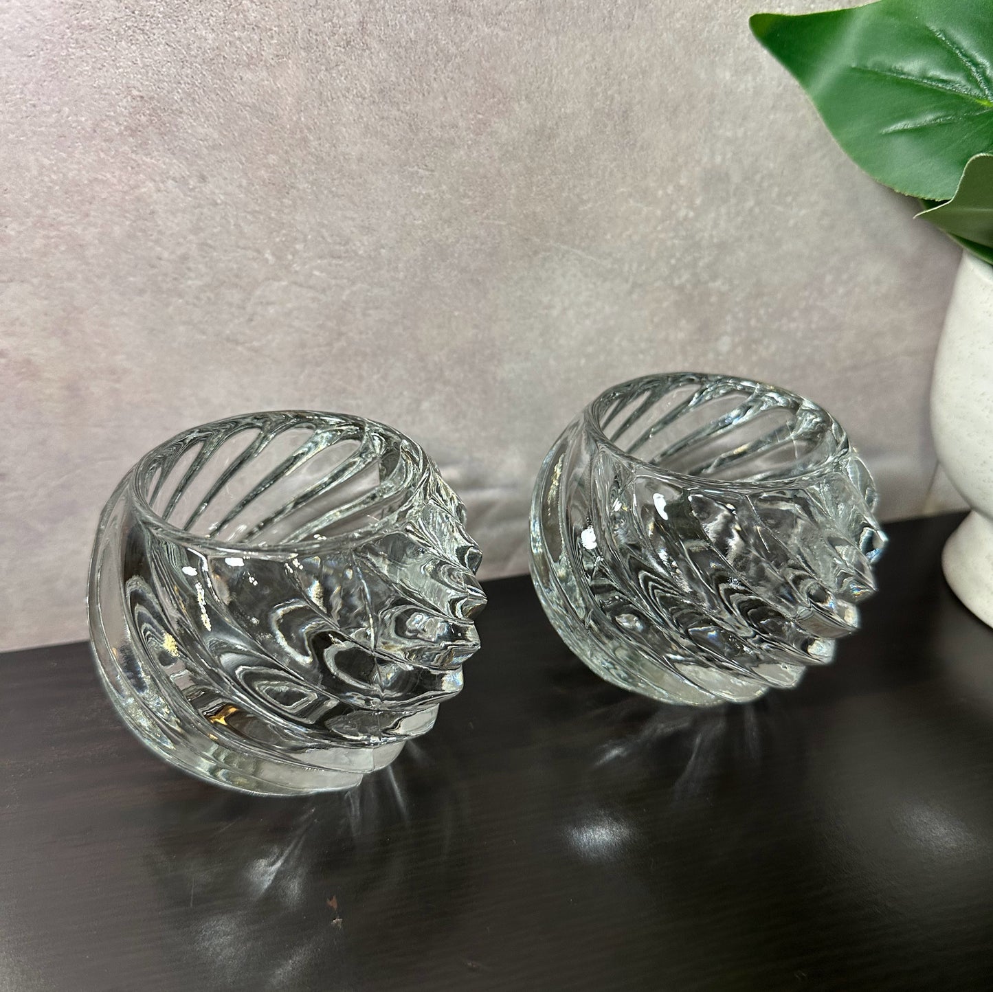 Fairy Lamp Cut Lead Crystal Clear Glass Votive 2pc
