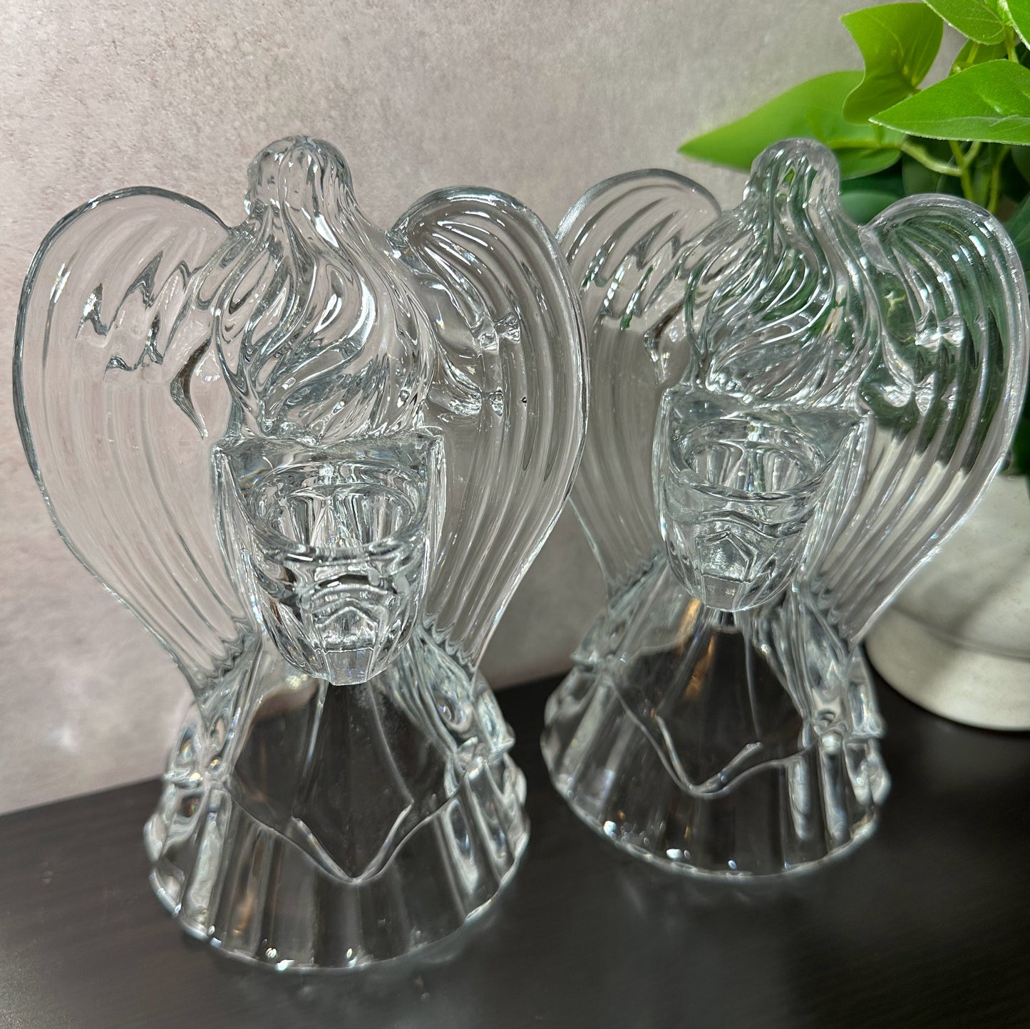 DE Plomb USA Lead Crystal Angel Candle Holders set of 2