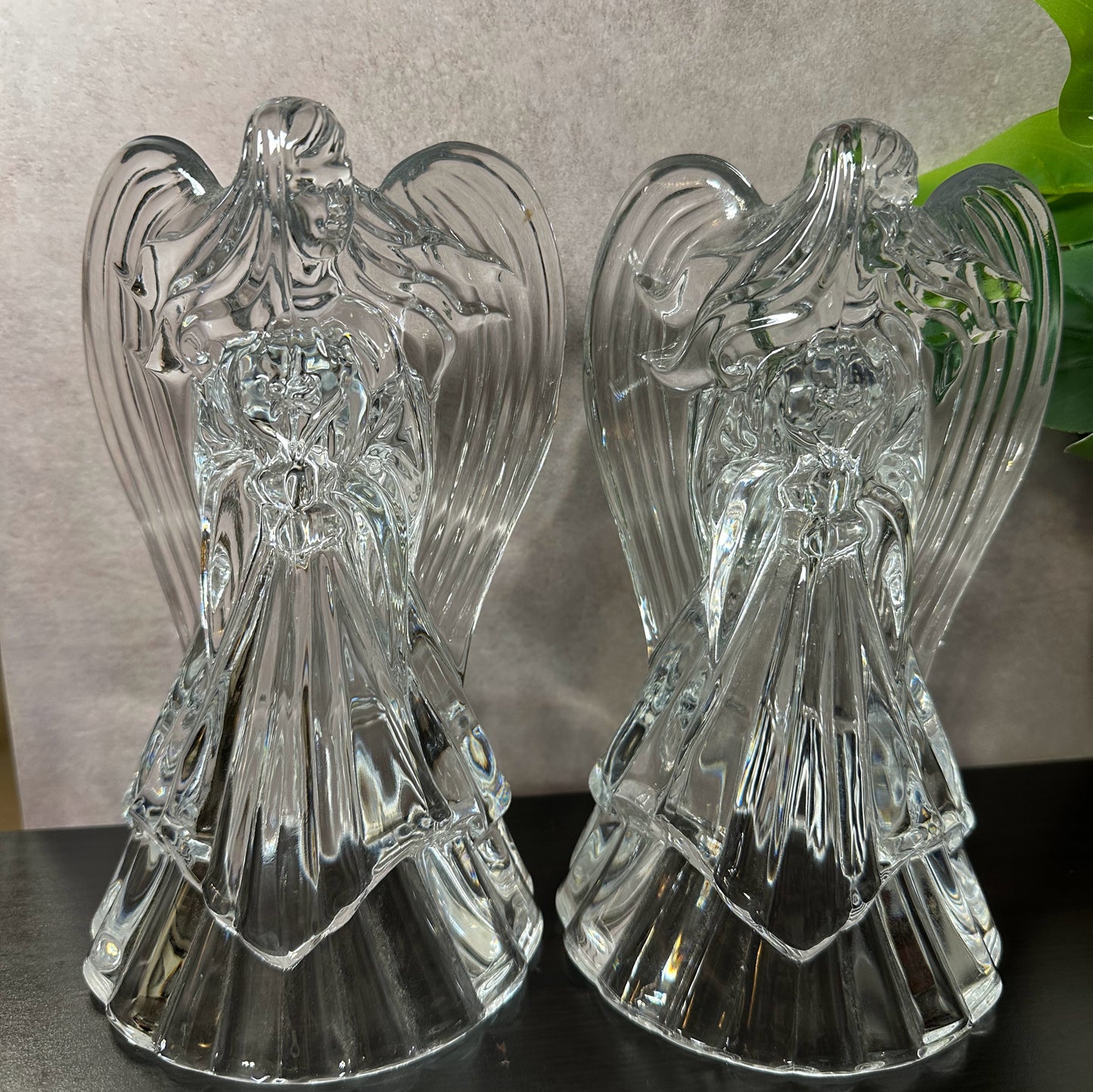 DE Plomb USA Lead Crystal Angel Candle Holders set of 2