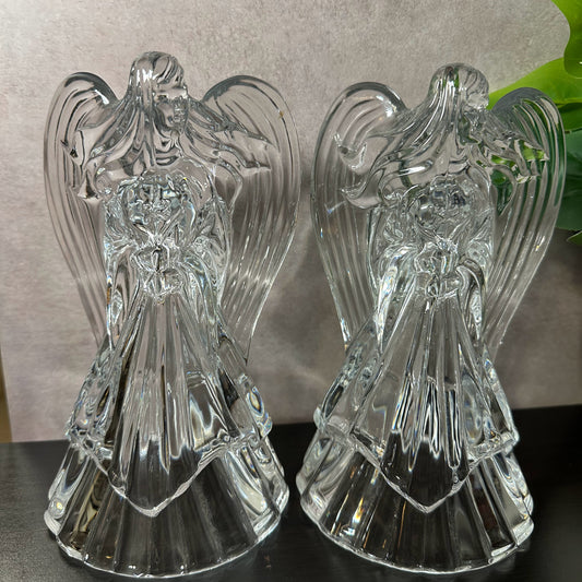 DE Plomb USA Lead Crystal Angel Candle Holders set of 2