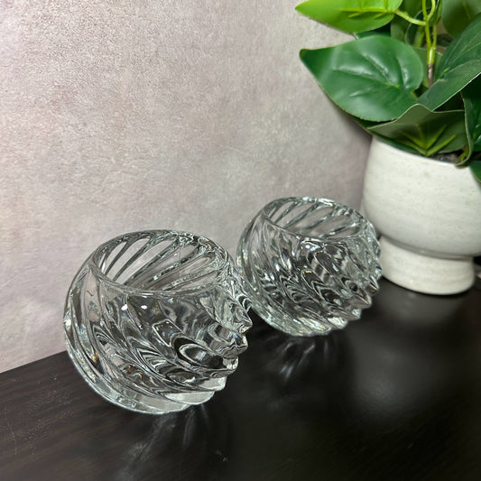 Fairy Lamp Cut Lead Crystal Clear Glass Votive 2pc