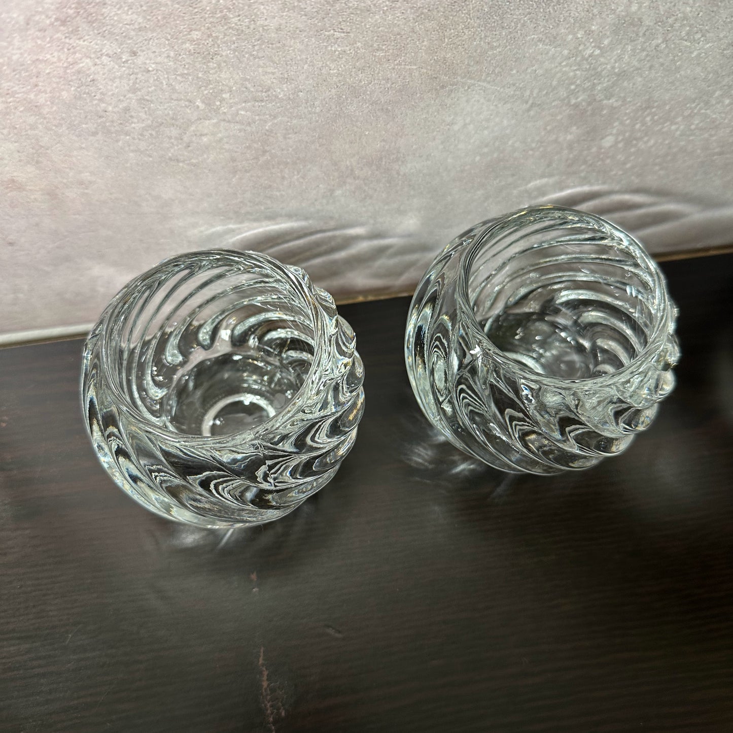Fairy Lamp Cut Lead Crystal Clear Glass Votive 2pc